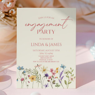 Wildflower Wild Flower Floral Engagement Party Invitation