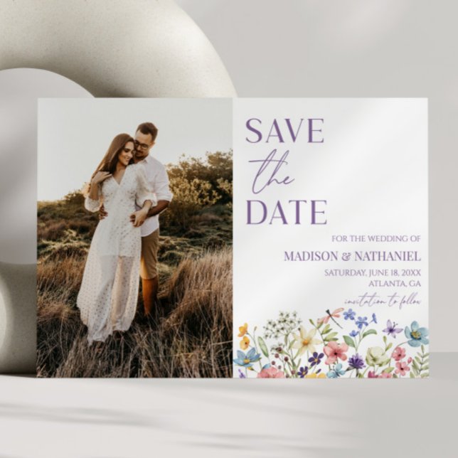Wildflower Wild Flower Floral Garden Photo Wedding Save The Date (Creator Uploaded)