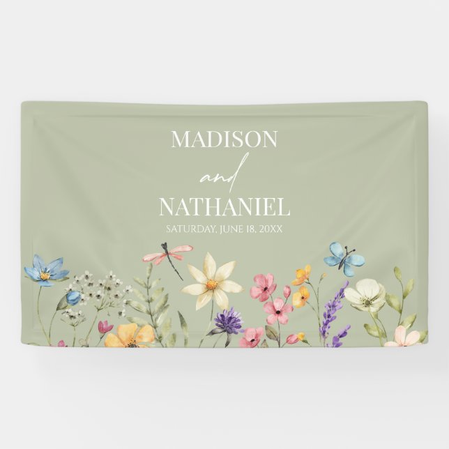 Wildflower Wild Flower Floral Garden Wedding Banner (Horizontal)