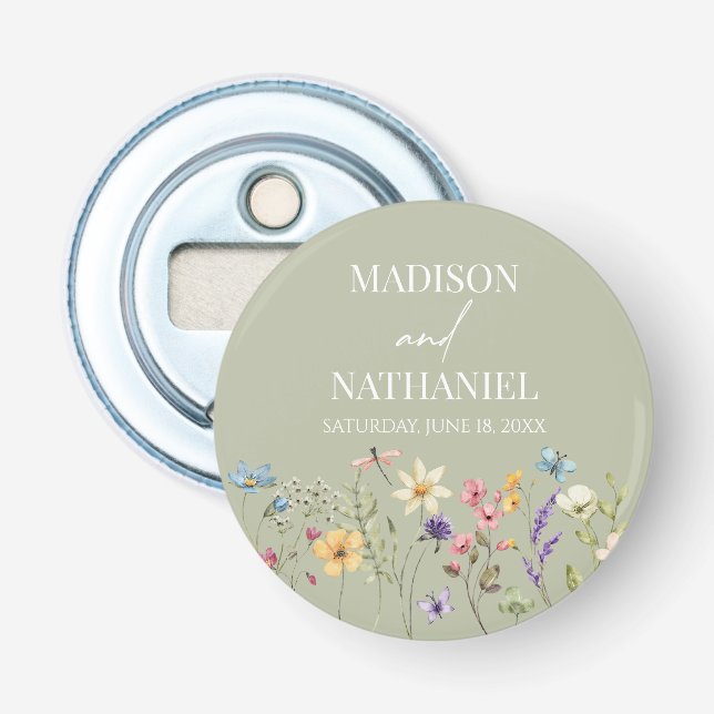Wildflower Wild Flower Floral Garden Wedding Bottle Opener (Front)