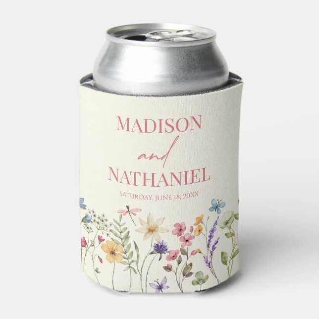 Wildflower Wild Flower Floral Garden Wedding Can Cooler (Can Front)