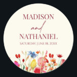 Wildflower Wild Flower Floral Garden Wedding Classic Round Sticker<br><div class="desc">These are Wildflower Wild Flower Floral Garden Wedding Party Favour Stickers!</div>