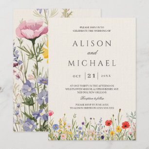 Wildflower Wild Flower Floral Garden Wedding  Invitation