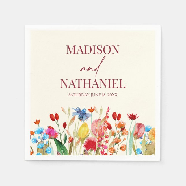 Wildflower Wild Flower Floral Garden Wedding Napkin (Front)