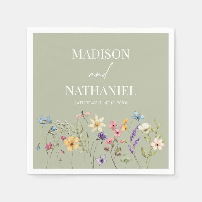 Wildflower Wild Flower Floral Garden Wedding Napkin (Front)