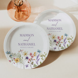 Wildflower Wild Flower Floral Garden Wedding Paper Plate