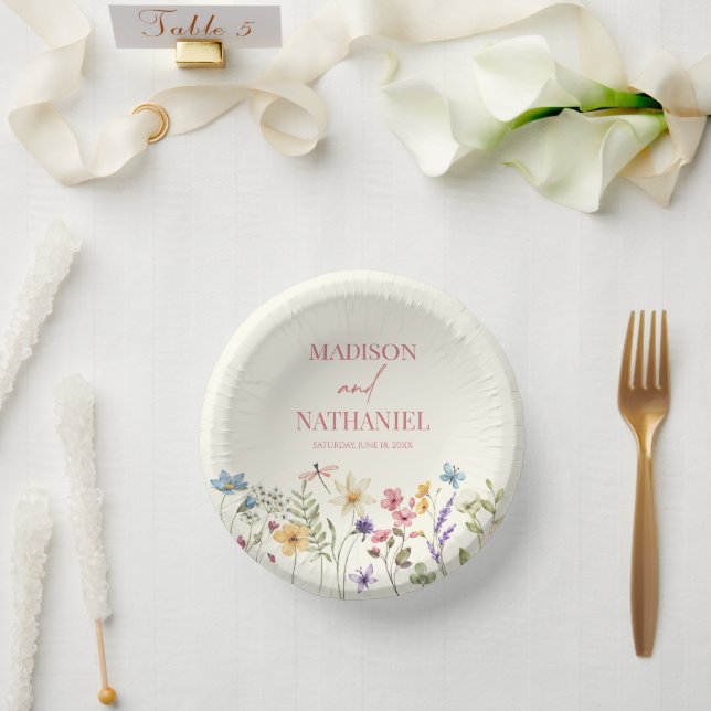 Wildflower Wild Flower Floral Garden Wedding Paper Plate (Wedding)