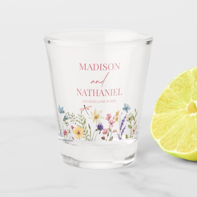 Wildflower Wild Flower Floral Garden Wedding Shot Glass (Front)
