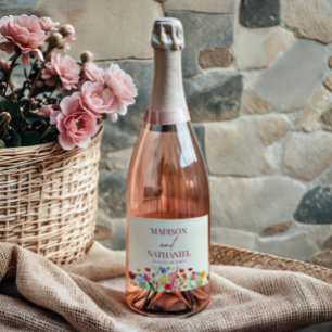 Wildflower Wild Flower Floral Garden Wedding Sparkling Wine Label