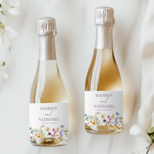 Wildflower Wild Flower Floral Garden Wedding Sparkling Wine Label