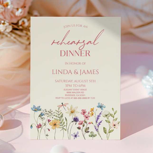 Wildflower Wild Flower Floral Rehearsal Dinner Invitation (Creator Uploaded)