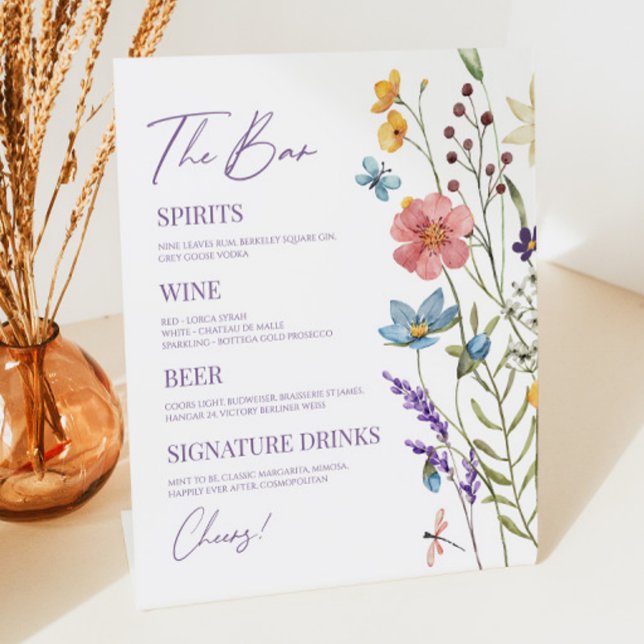 Wildflower Wild Flower Floral Wedding Bar Pedestal Sign (Creator Uploaded)