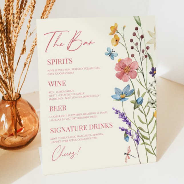 Wildflower Wild Flower Floral Wedding Bar Pedestal Sign (Creator Uploaded)