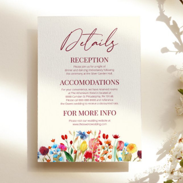 Wildflower Wild Flower Floral Wedding Details Enclosure Card (Creator Uploaded)