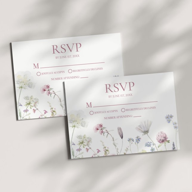 Wildflower Wild Flower Floral Wedding RSVP Card (Creator Uploaded)
