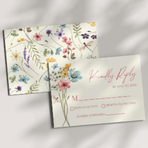 Wildflower Wild Flower Floral Wedding RSVP Card