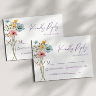 Wildflower Wild Flower Floral Wedding RSVP Card