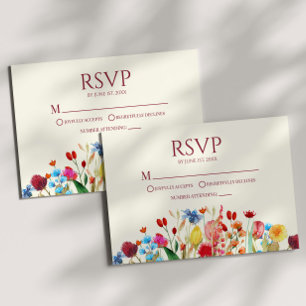Wildflower Wild Flower Floral Wedding RSVP Card