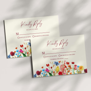 Wildflower Wild Flower Floral Wedding RSVP Card