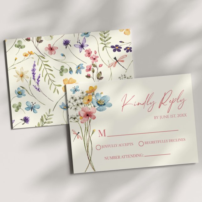 Wildflower Wild Flower Floral Wedding RSVP Card (Creator Uploaded)