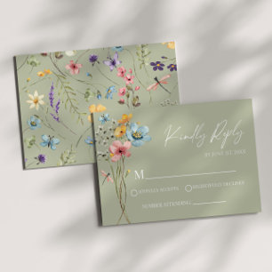 Wildflower Wild Flower Floral Wedding RSVP Card