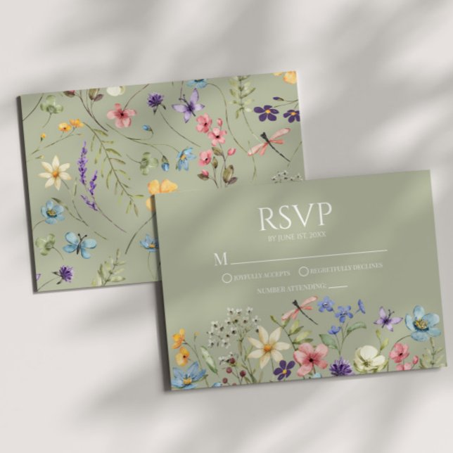 Wildflower Wild Flower Floral Wedding RSVP Card (Creator Uploaded)