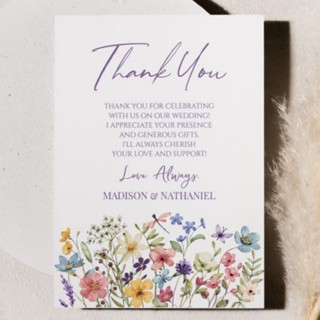Wildflower Wild Flowers Floral Elegant Garden  Thank You Card (Creator Uploaded)