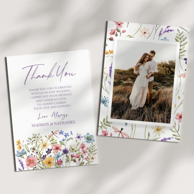 Wildflower Wild Flowers Floral Garden Custom Photo Thank You Card (Creator Uploaded)