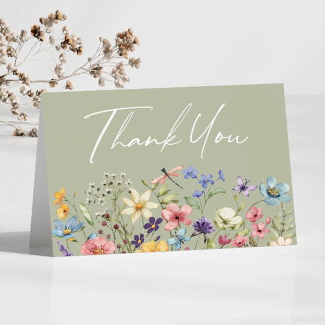 Wildflower Wild Flowers Floral Garden Thank You Card (Creator Uploaded)