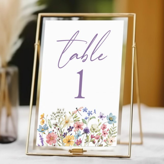 Wildflower Wild Flowers Floral Garden Wedding Table Number (Creator Uploaded)