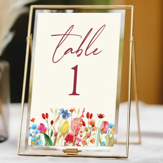 Wildflower Wild Flowers Floral Garden Wedding Table Number (Creator Uploaded)