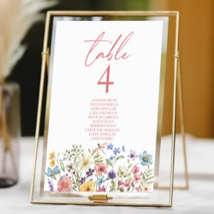 Wildflower Wild Flowers Floral Garden Wedding Table Number