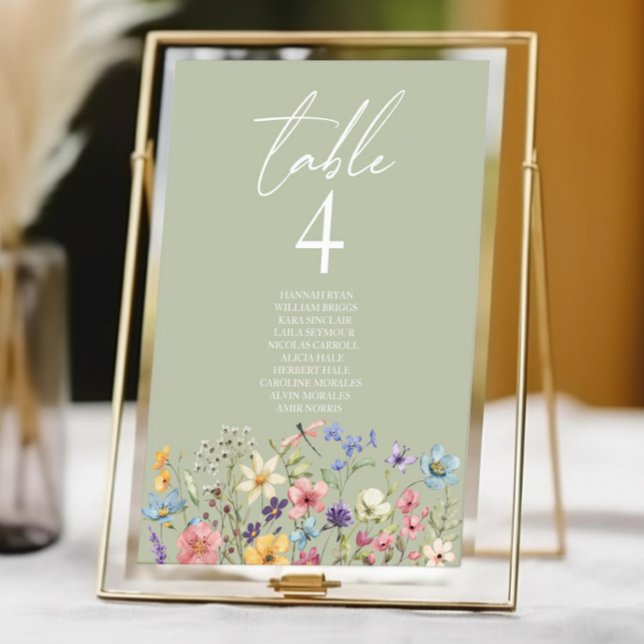 Wildflower Wild Flowers Floral Garden Wedding Table Number (Creator Uploaded)
