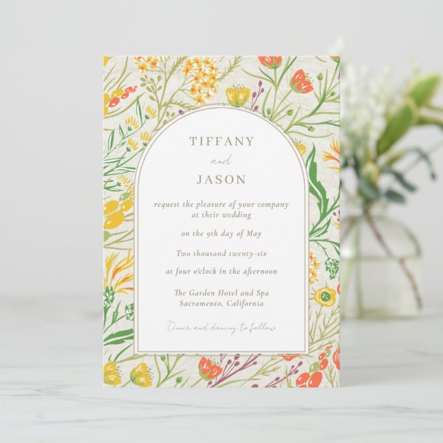 Wildflower Wild Meadow Outdoor Wedding  Invitation (Standing Front)
