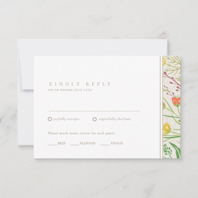 Wildflower Wild Meadow Outdoor Wedding RSVP Card (Front)