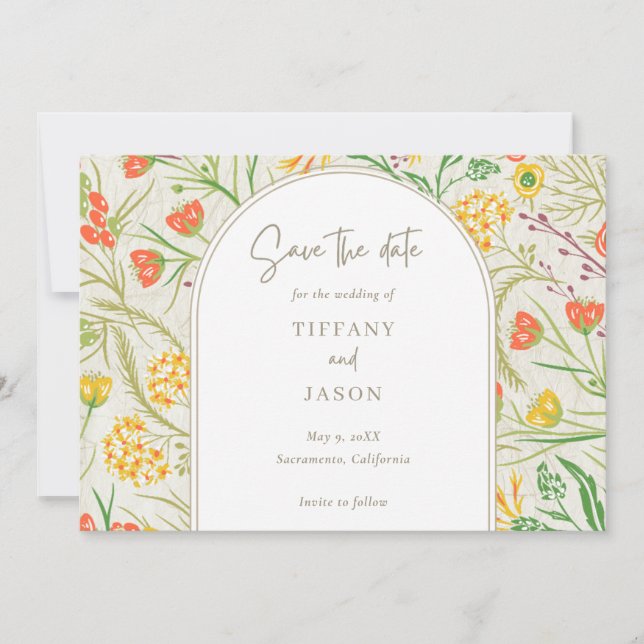 Wildflower Wild Meadow Outdoor Wedding Save The Date (Front)
