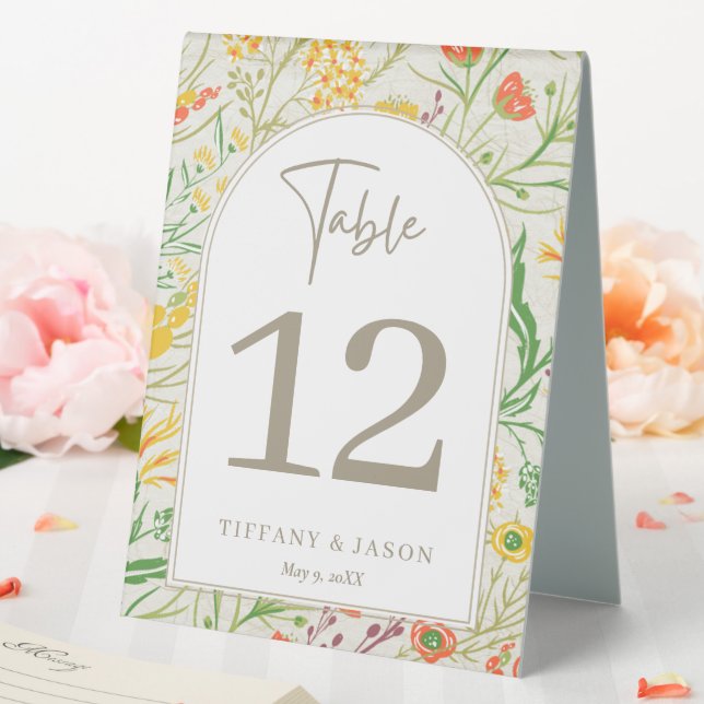 Wildflower Wild Meadow Wedding Table Number (In SItu (Wedding))