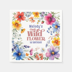 Wildflower Wild One 1st birthday Napkins