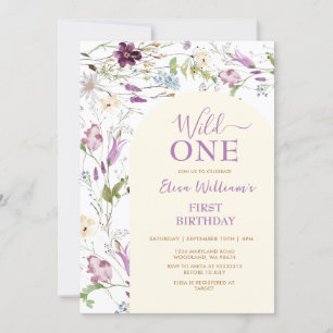 Wildflower Wild ONE Butterfly Birthday Invitation