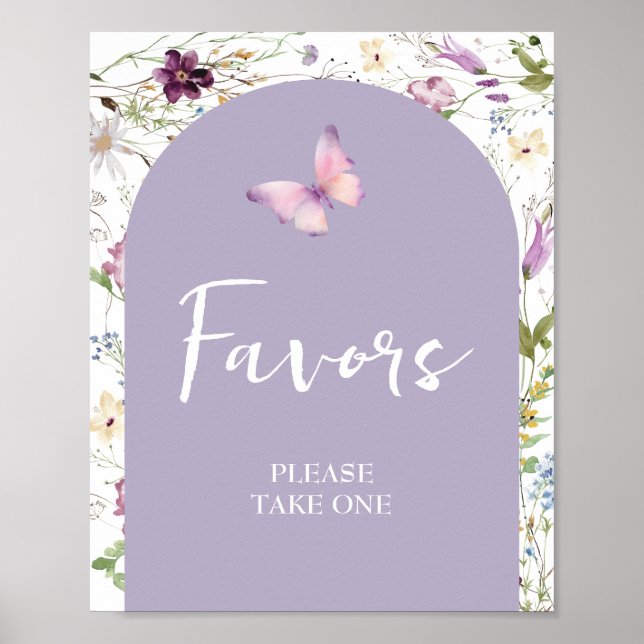 Wildflower Wild ONE Butterfly Garden Party Favours Poster (Front)