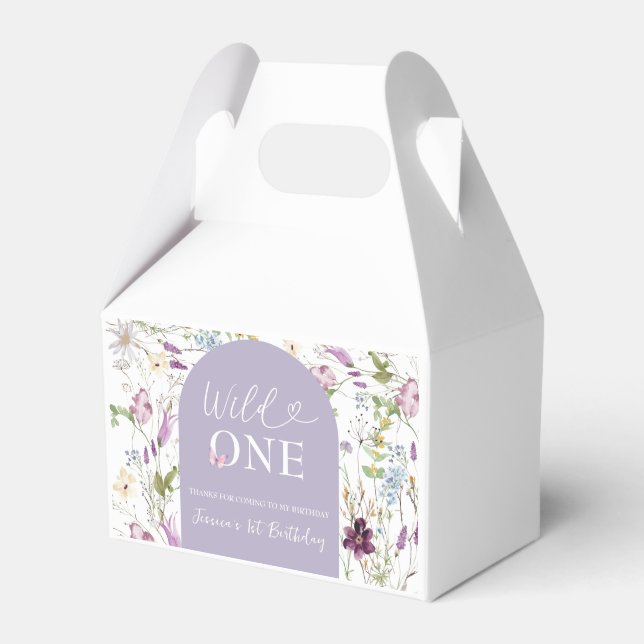 Wildflower Wild ONE Butterfly Garden Party Gable Favour Box (Front Side)