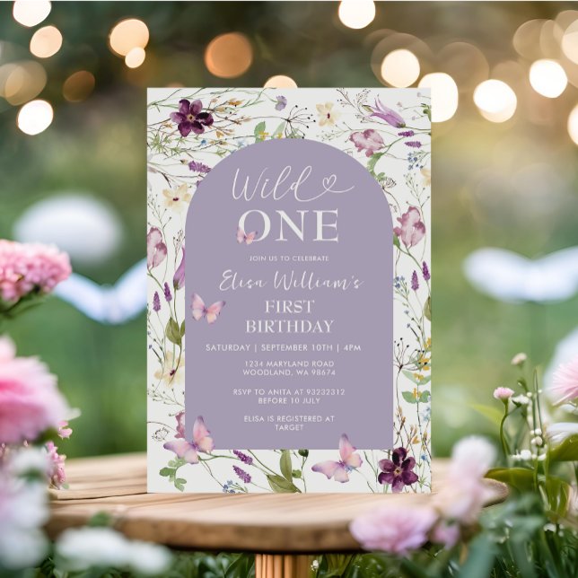 Wildflower Wild ONE Butterfly Garden Party  Invitation (Creator Uploaded)
