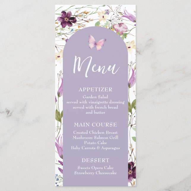 Wildflower Wild ONE Butterfly Garden Party Menu (Front)