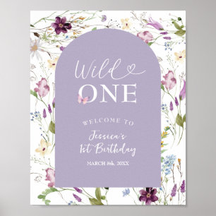 Wildflower Wild ONE Butterfly Garden Party Welcome Poster