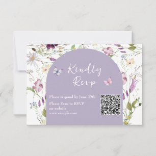 Wildflower Wild ONE Butterfly Garden Qr Rsvp Card