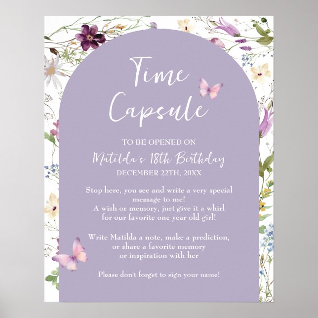 Wildflower Wild ONE Butterfly Garden Time Capsule Poster (Front)