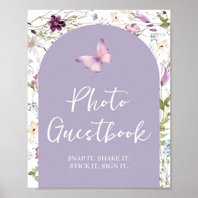 Wildflower Wild ONE Butterfly Photo Guestbook (Front)