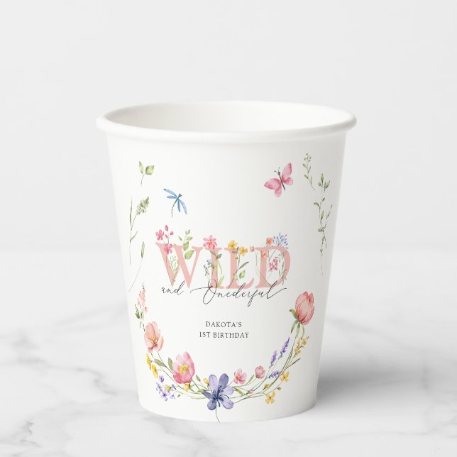 Wildflower Wild & Onederful 1st Birthday Paper Cups (Front)
