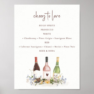 Wildflower Wine Bottles Drinks Sign Bridal Shower