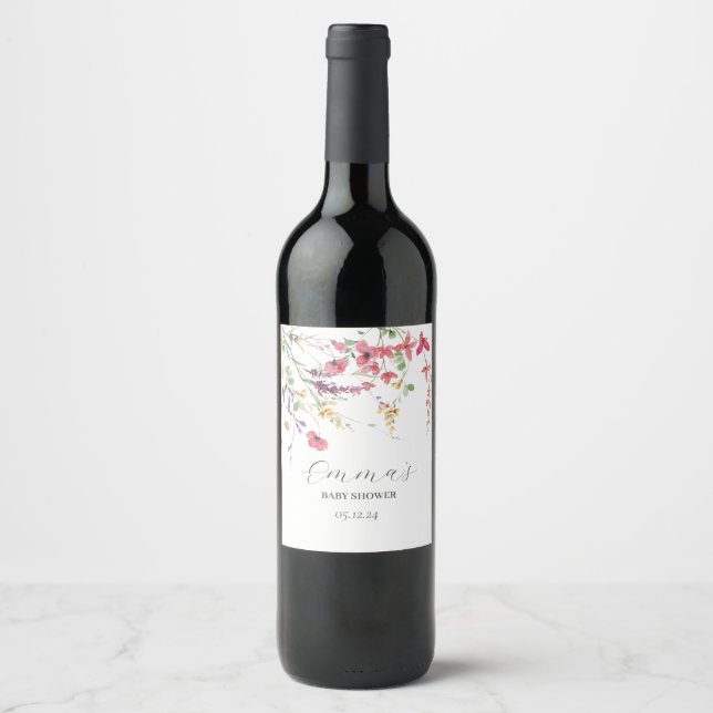 Wildflower wine label, wildflower food and wine wine label (Front)